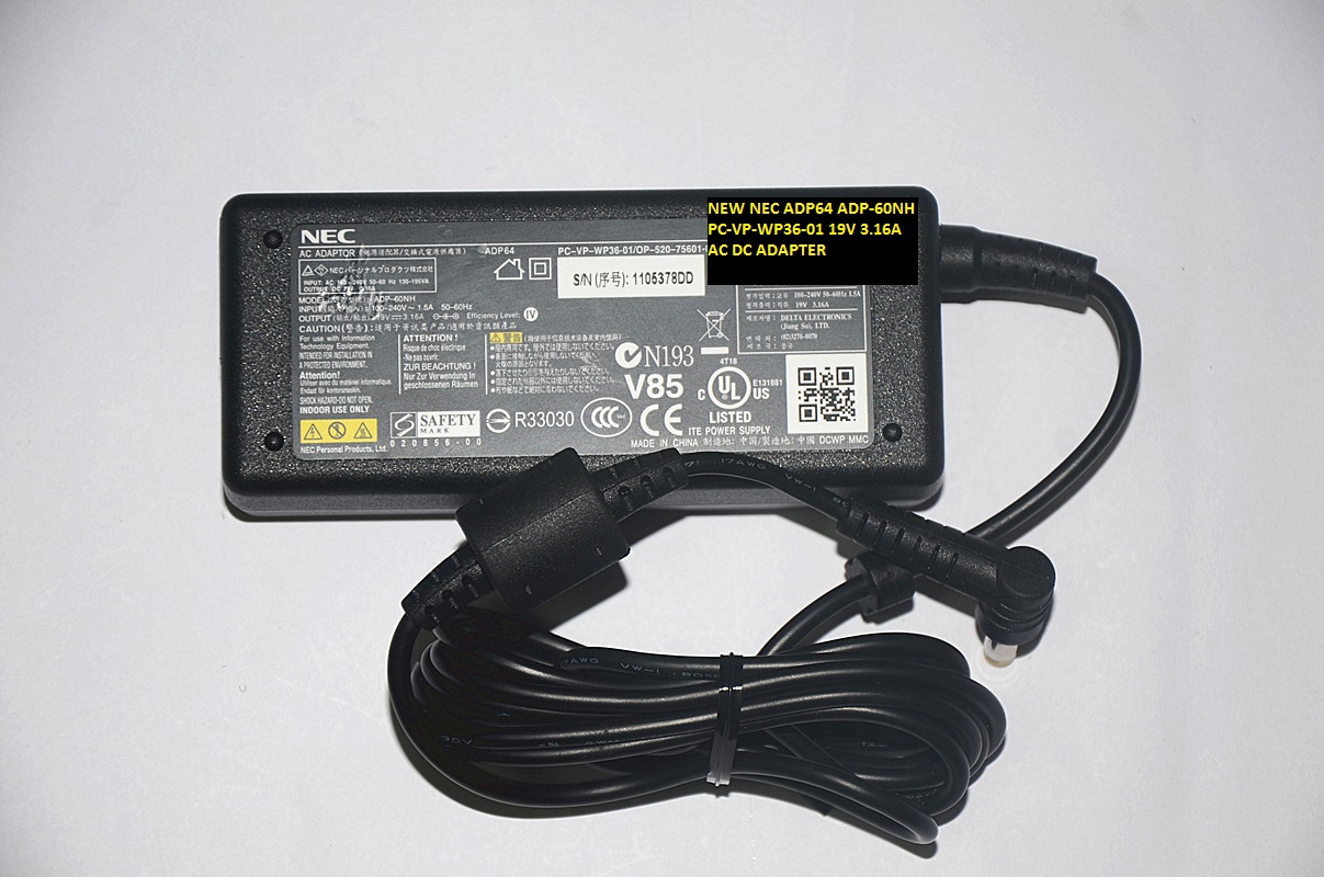 NEW NEC ADP64 ADP-60NH 19V 3.16A PC-VP-WP36-01 AC DC ADAPTER 5.5*2.5